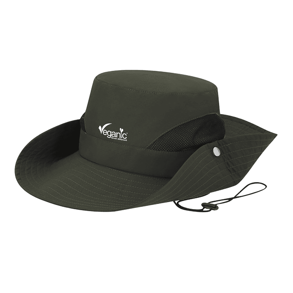 Cappello outdoor a tesa larga personalizzato con il logo Veganic