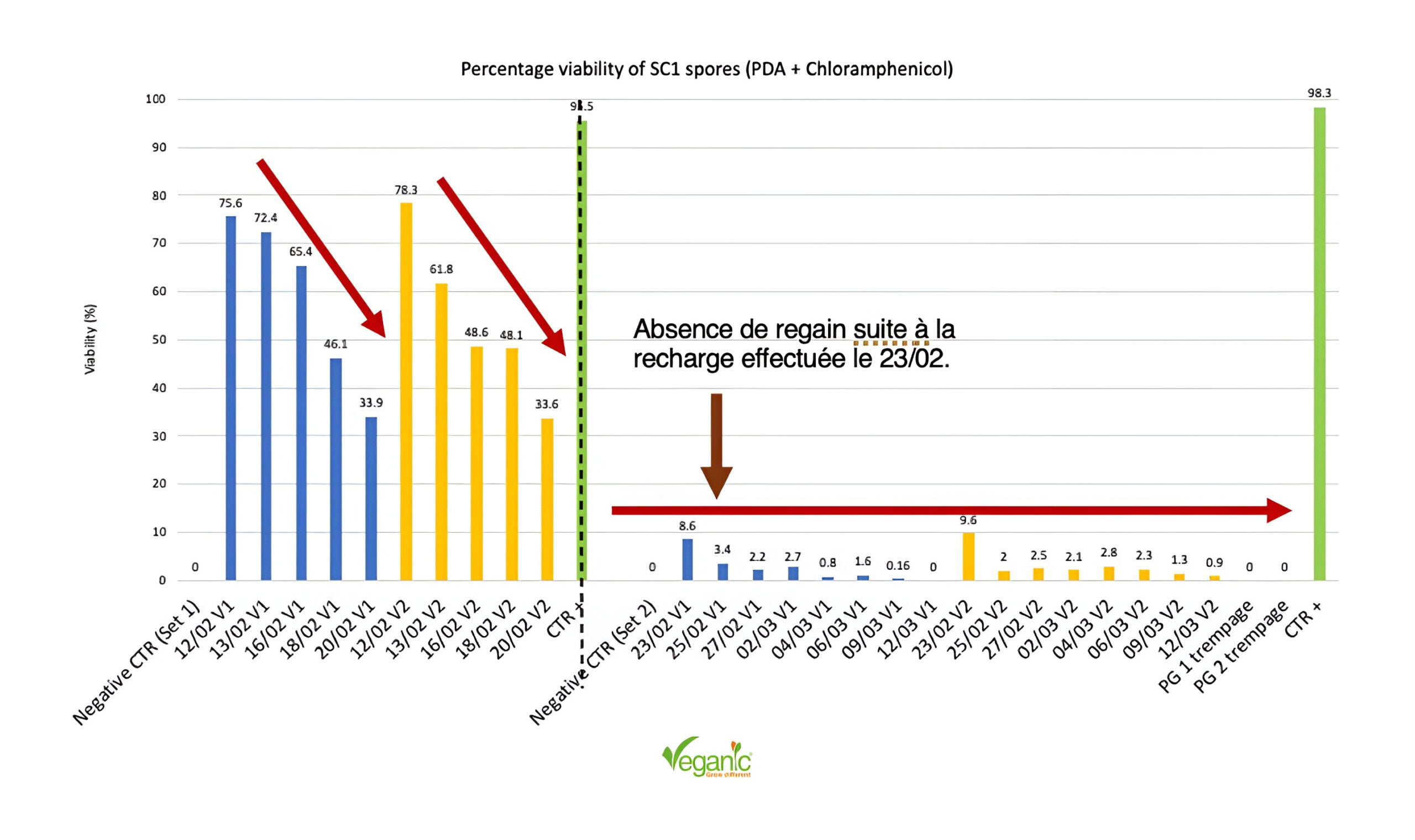 viability of Trichoderma spores in the dipping suspension